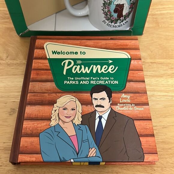 “Welcome to Pawnee” Parks and Rec. Book and Lil’ Sebastian Mug TV Show Set - Picture 4 of 6
